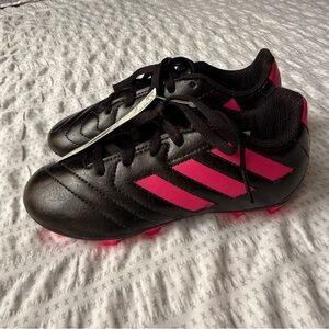 adidas Black Cleats with Pink Stripes
